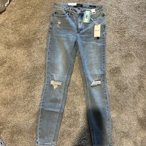 Judy Blue Light Blue Distressed Skinny Jeans